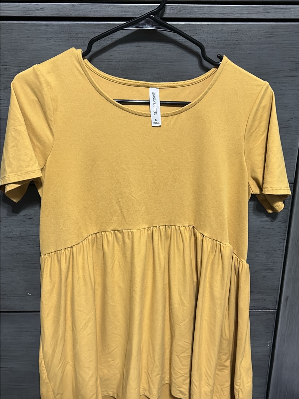 Zenana Outfitters Mustard Short Sleeve Babydoll Tunic